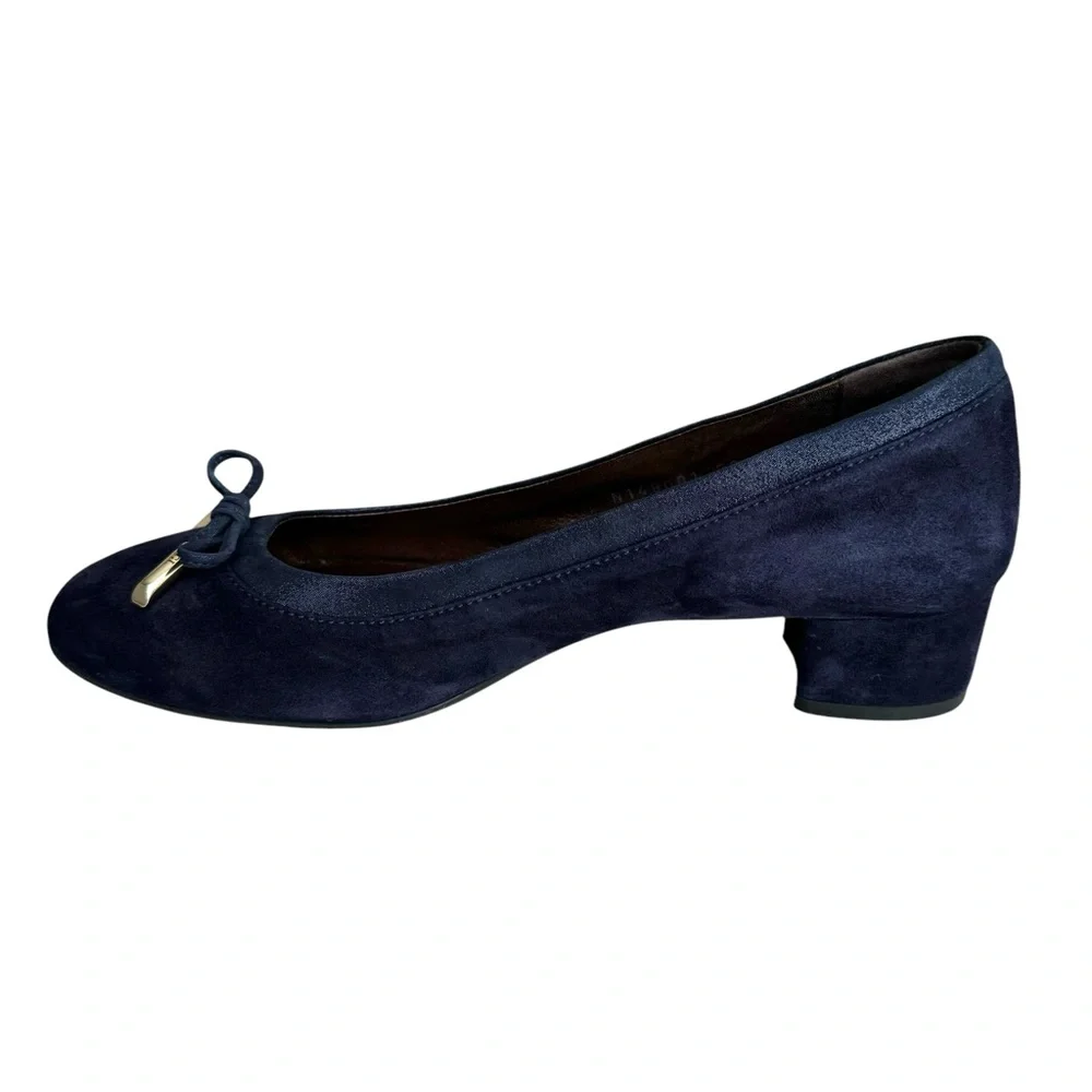 AGL Suede Shoes Navy Chunky Heel
